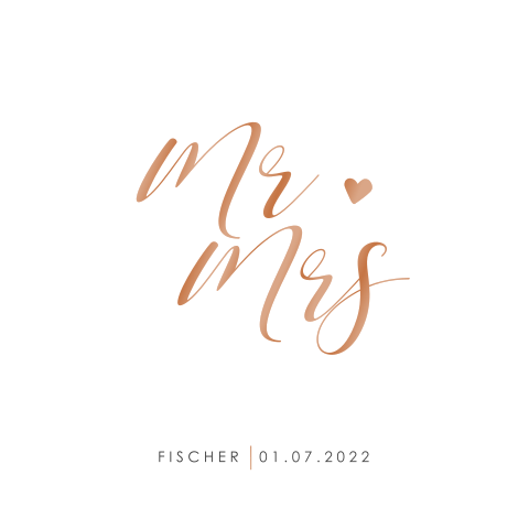 Hübsche Hochzeitseinladung mit den Abkürzungen Mr. und Mrs.