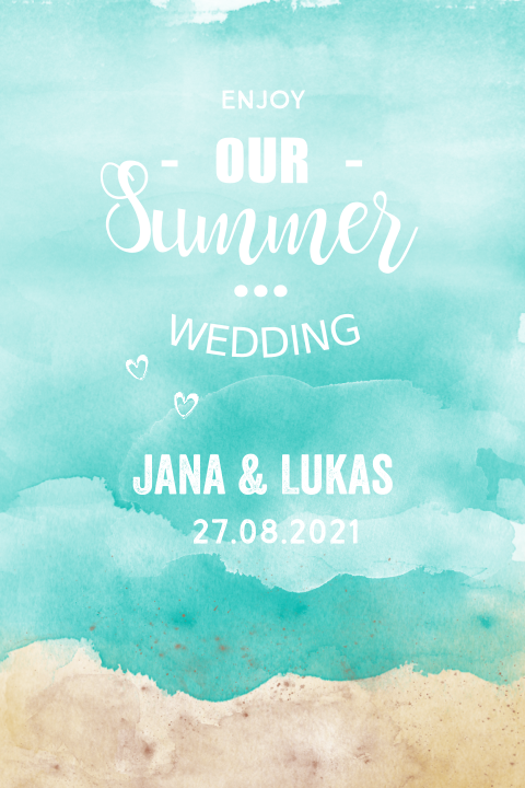 Sommerliche Hochzeitseinladung mit Strand- und Meeresmotiv