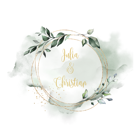 Hochzeitseinladung in Grün mit goldenen Akzenten: "Greenery Circle"