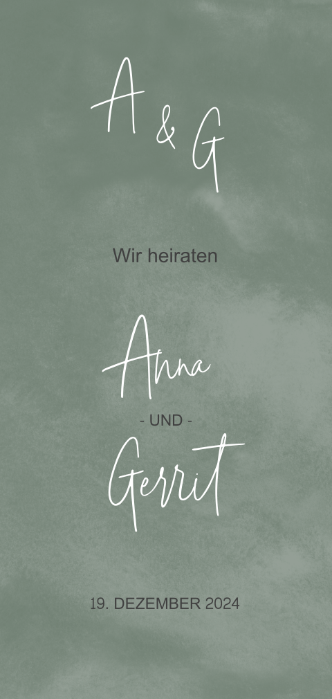 Hübsche Hochzeitseinladung mit grünem Hintergrund
