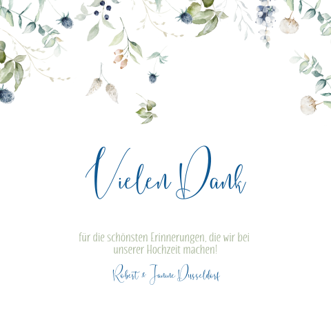 Hübsche Dankeskarte mit Blumenrand: "Pretty Flowers"