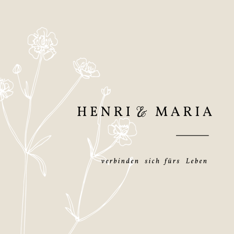 Hochzeitseinladung mit gezeichneten Blumen