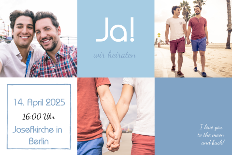 Moderne Hochzeitsinladung mit persönlichen Bildern