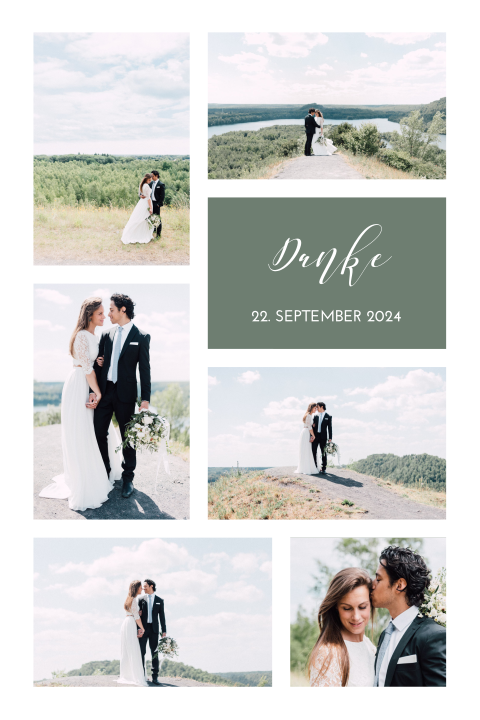 Dankeskarte mit einer Collage Ihrer Hochzeitsbilder