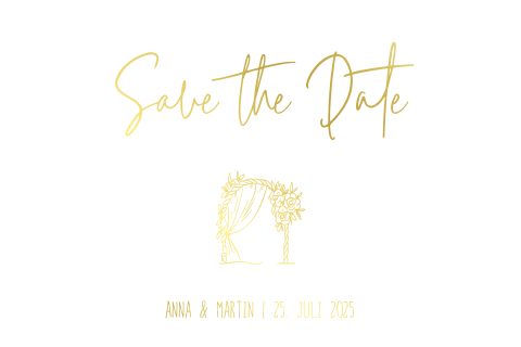 Save the Date Karte mit Hochzeitsbogen und Foliendruck