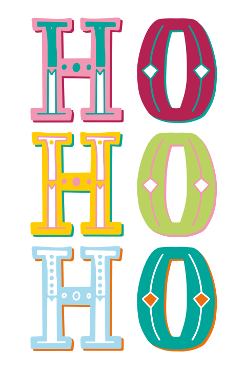 HoHoHo in bunter Schrift