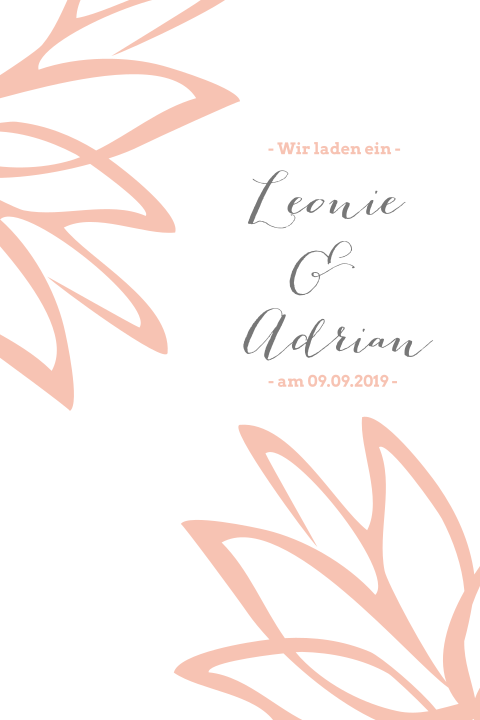 Hochzeitseinladung mit zwei Pfingstrosen