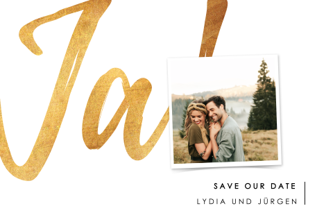 Hübsche Save the Date Karte mit Ihrem Bild: "JA"