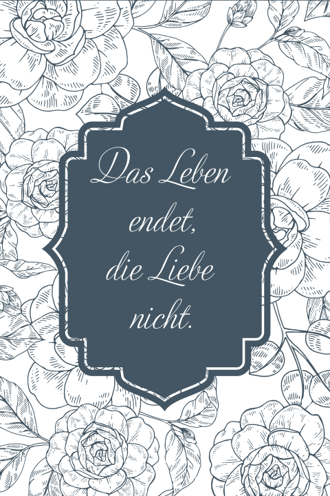 Kondolenzkarte Floral in anthrazit und weiss
