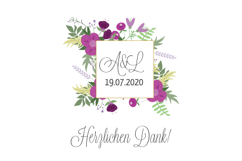 Dankeskarte mit fliederfarbenen Blumengesteck: "Florals"