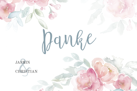 Hübsche Dankeskarte mit Pastellblumen
