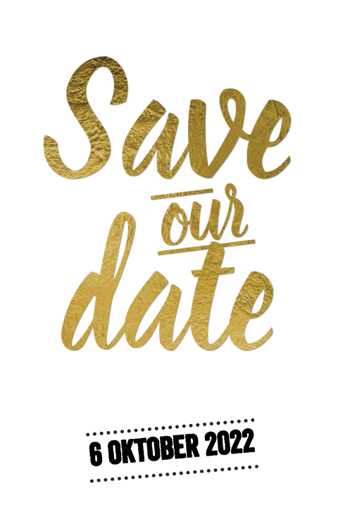 Save the Date Karte mit schickem Schriftzug in Gold