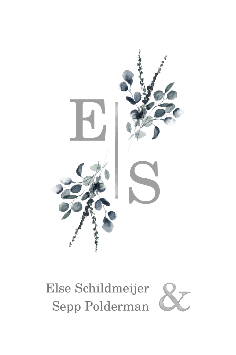 Hochzeitseinladung mit Pflanzen und Ihren Initalen: "Great Love"