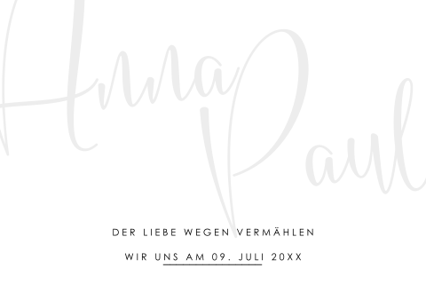 Hochzeitseinladung mit Ihren Namen als Blickfang