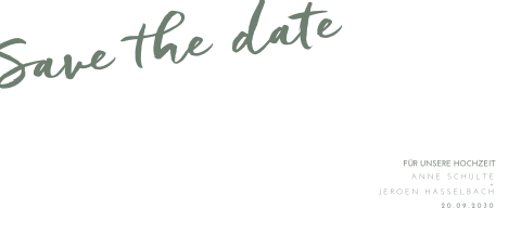 Save the Date Karte mit geschwungener Schrift: "Federschwung"