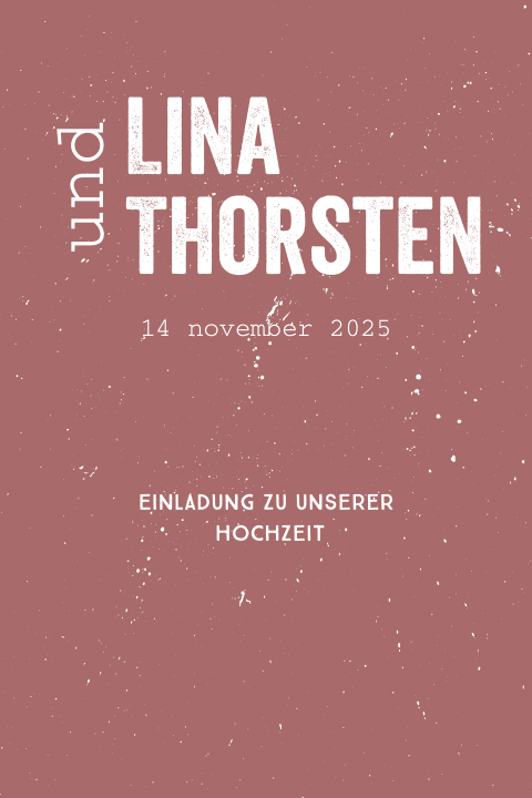 Hübsche Hochzeitseinladung im vintage-look mit rotem Hintergrund