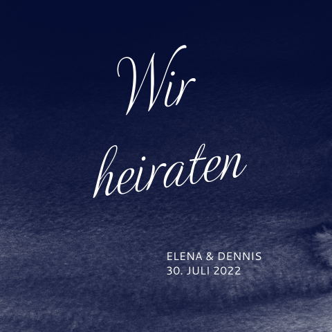 Hochzeitseinladung mit elegantem blauen Hintergrund