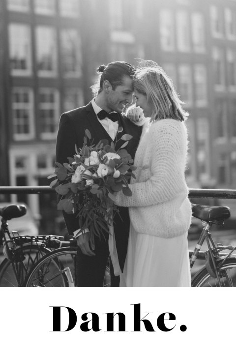 Elegante Dankeskarte mit Ihrem Bild Ihrer Hochzeit: "Dreamwedding"