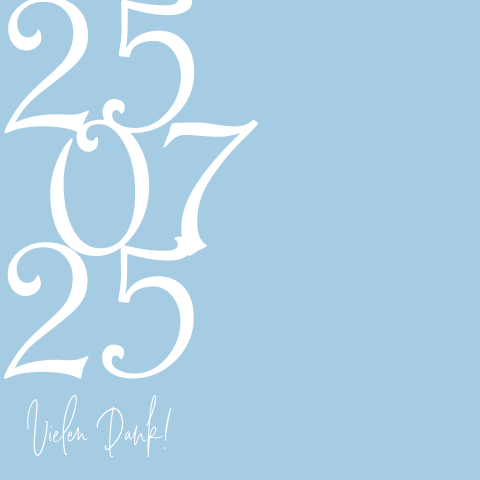 Moderne Dankeskarte mit blauem Hintergrund: "Our Date"