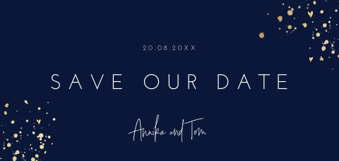 Elegante Save the Date Karte mit kleinen goldenen Punkten