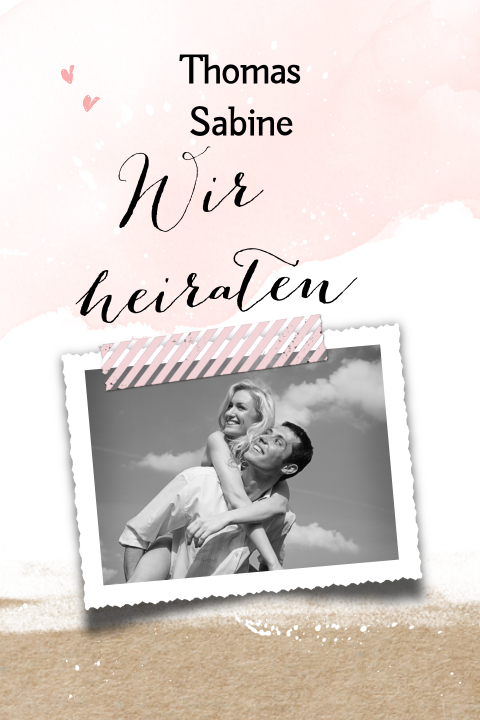 Hübsche Hochzeitseinladung mit einem Polaroidbild