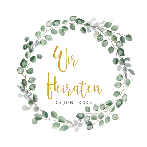 Hochzeitseinladung mit einem Eukalyptuskranz: "Eukalyptus"