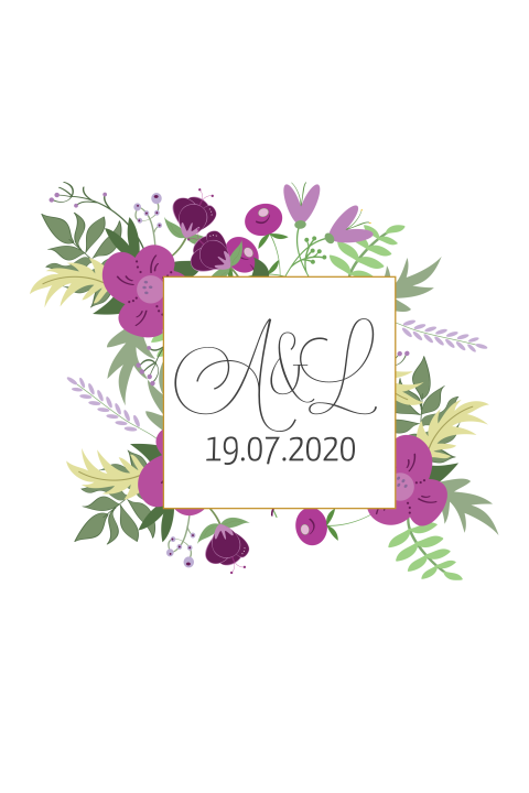 Hochzeitseinladung mit fliederfarbenen Blumen: "Florals"