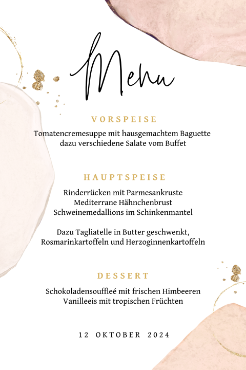 Menükarte - Pink Aquarell