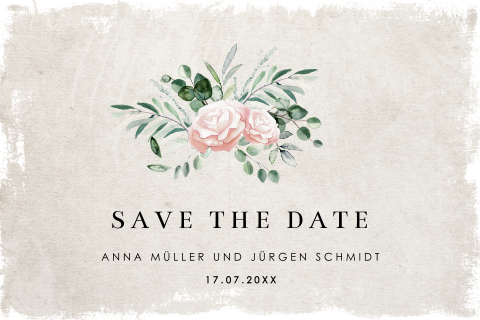 Save the Date Karte mit Blumengesteck im Vintagelook: "Vintagewedding"