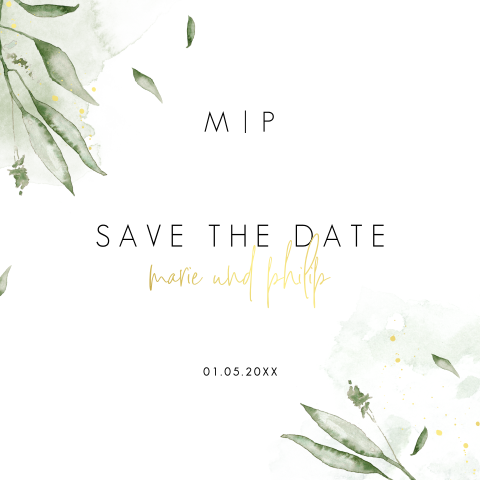 Save the Date Karte mit boranischem Motiv und Foliendruck: "greenery"