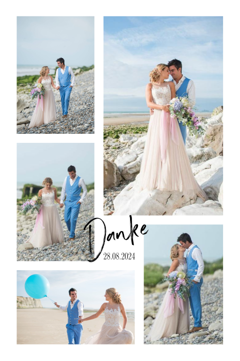Dankeskarte mit Ihren Hochzeitsfotos als Collage