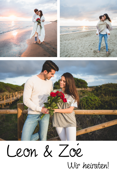 Schlichte und elegante Hochzeitseinladung mit Ihren persönlichen Fotos