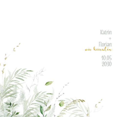 Hochzeitseinladung mit grüner Wildwiese: "Nature"