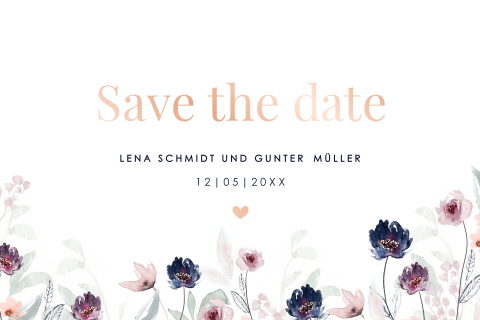 Save the Date Karte mit bunter Blumenwiese und Blüten: "Floral"