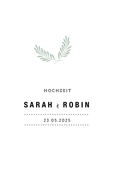 Elegante Hochzeitseinladung mit zwei Ölzweigen