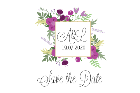Save the Date Karte mit fliederfarbenen Blumengesteck: "Florals"