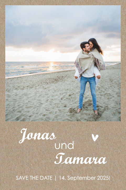Save The Date Karte mit Foto und Herz