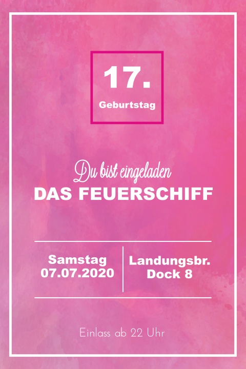 Wasserfarbe Pink Geburtstagseinladung