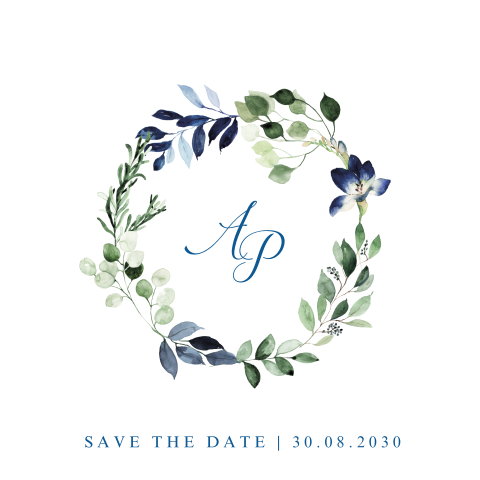 Save the Date Karte mit floralem Kranz: "Wedding Wreath"