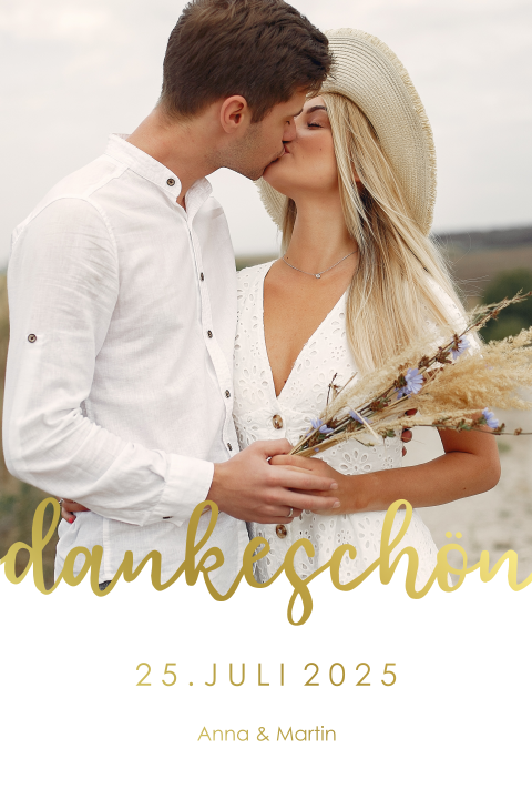 Dankeskarte mit Ihrem Bild und elegantem Schriftzug