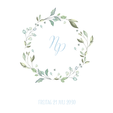 Hochzeitseinladung mit grünem Blätterkranz: "Soft Greenery"