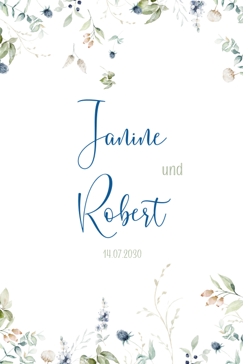 Hübsche Hochzeitseinladung mit einem Blumenrand: "Pretty Flowers"