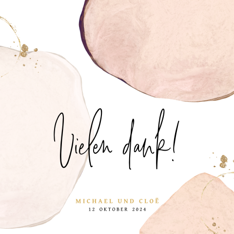 Dankeskarte mit pinken Aquarellflächen