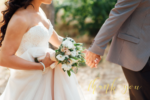 Dankeskarte für Ihre Hochzeit, mit einem großen Foto und Foliendruck