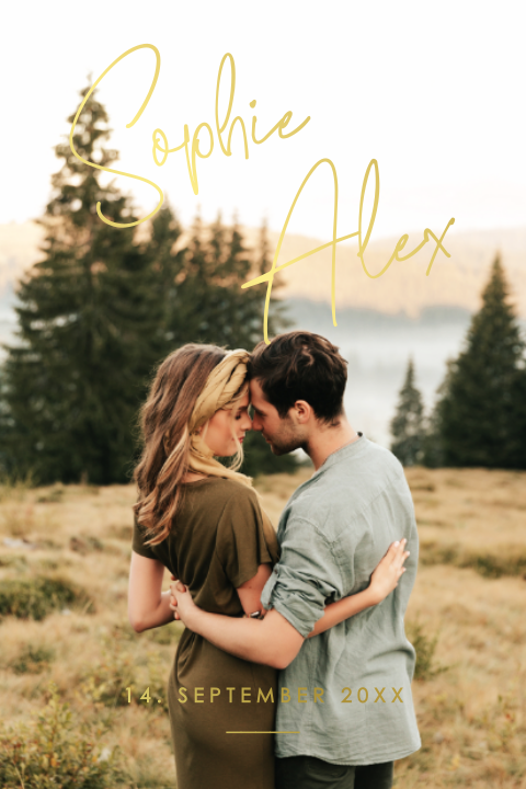Hochzeitseinladung mit Ihrem Foto und Folienveredelung: "lovephoto"