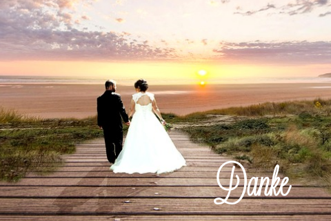 Dankeskarte mit Ihrem Bild der Hochzeit