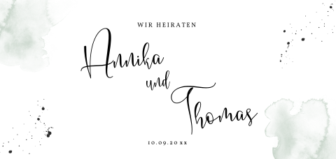 Hochzeitseinladung mit grünen Pastellwolken
