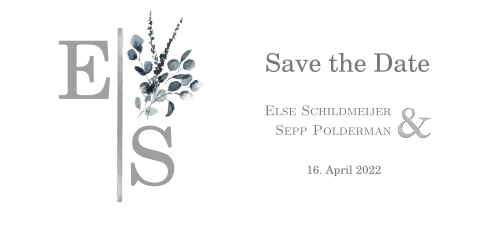 Save the Date Karte mit Initalen und Pflanzengesteck: "Great Love"