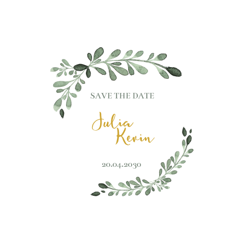 Save the Date Karte mit grünen Zweigen: "Greenery"