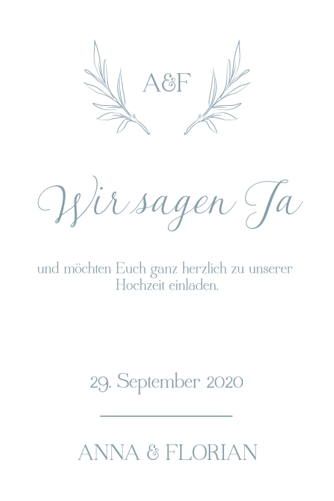 Hochzeitseinladung mit gezeichneten Zweigen